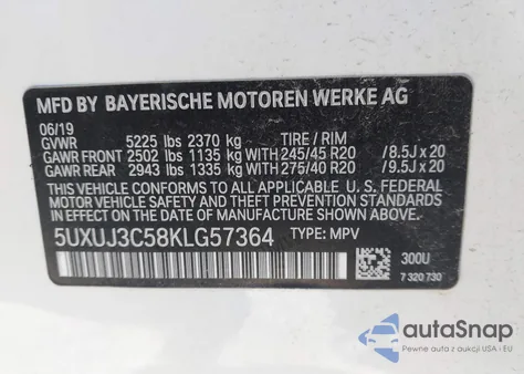 2019 BMW X4 xDrive30I from USA, damaged, VIN 5UXUJ3C58KLG57364